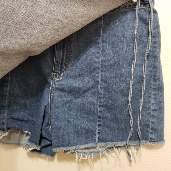 American Eagle skort 18 distressed frayed tie side wrap denim jean cut off waist - Picture 3 of 16